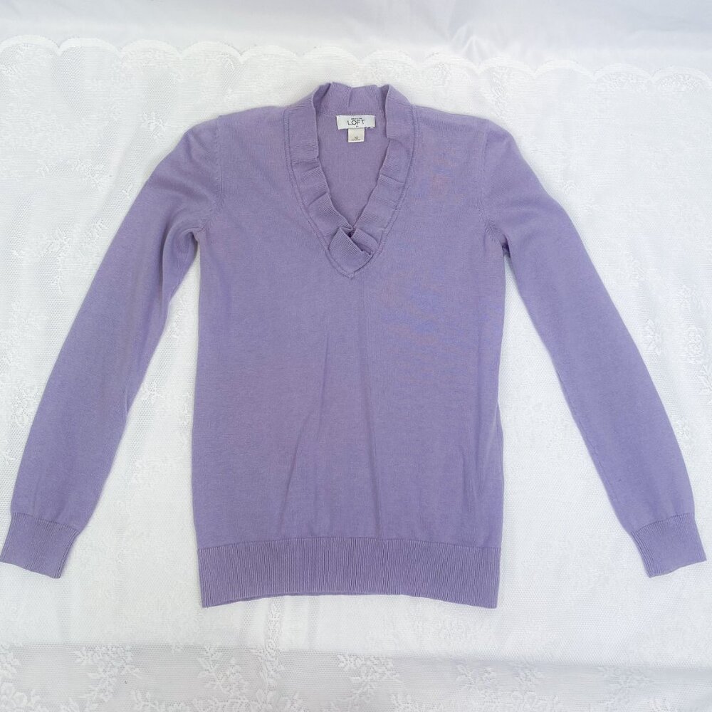 Ann Taylor Women's Long Sleeve Shirt Mauve Pale Prune Sweater Top - Picture 3 of 7